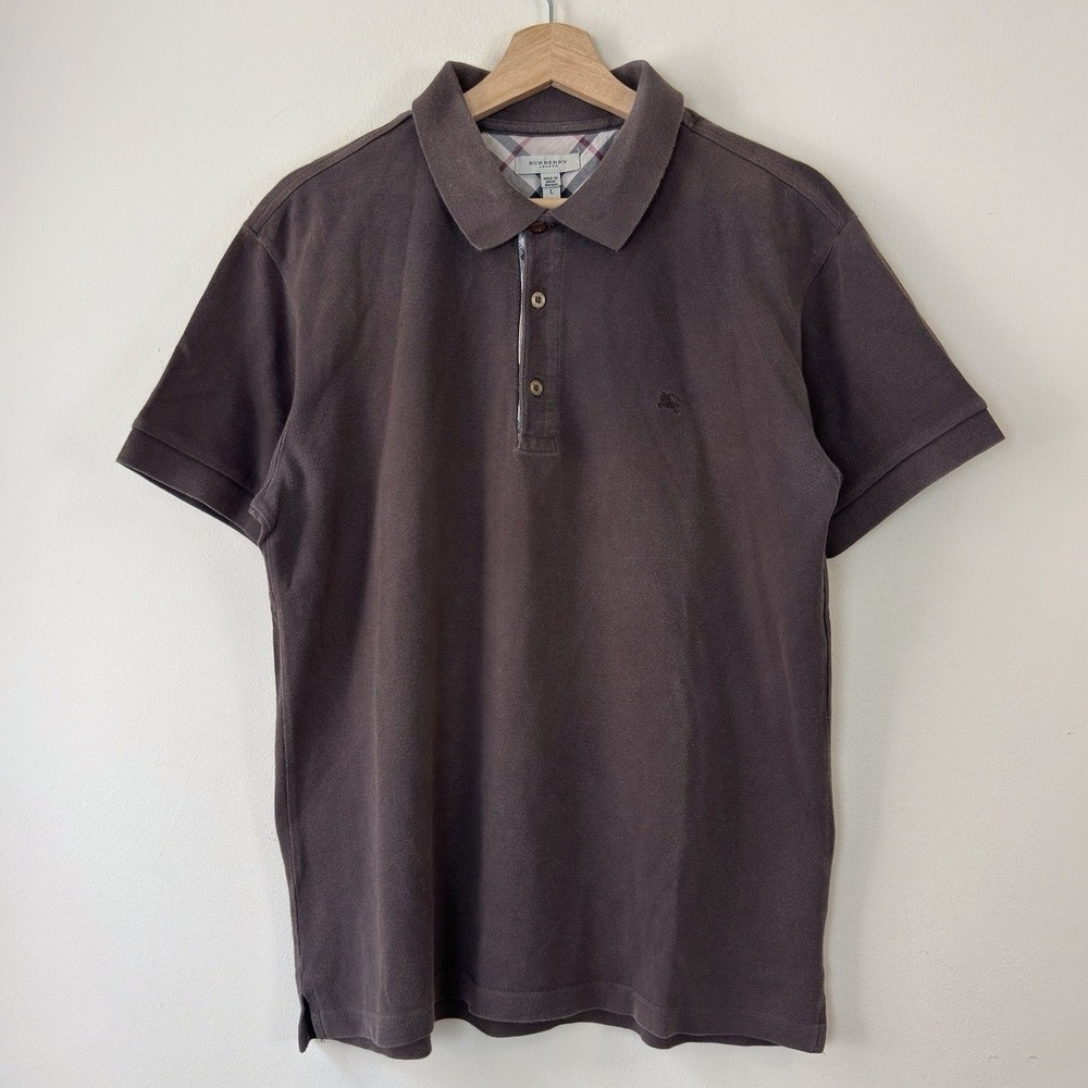 Burberry Brown Collared Polo Tee Shirt - Large
